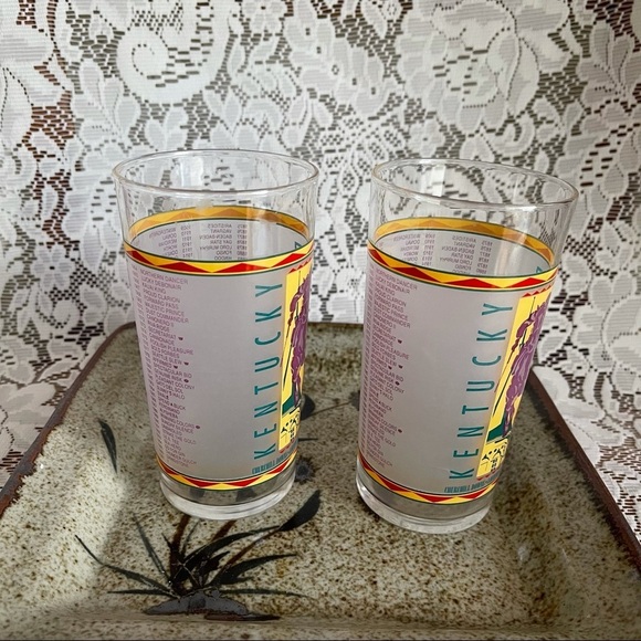 Kentucky Derby 123 Running Mint Julep Collectible Glasses 1997 Set Of 2 Libbey - Picture 2 of 8